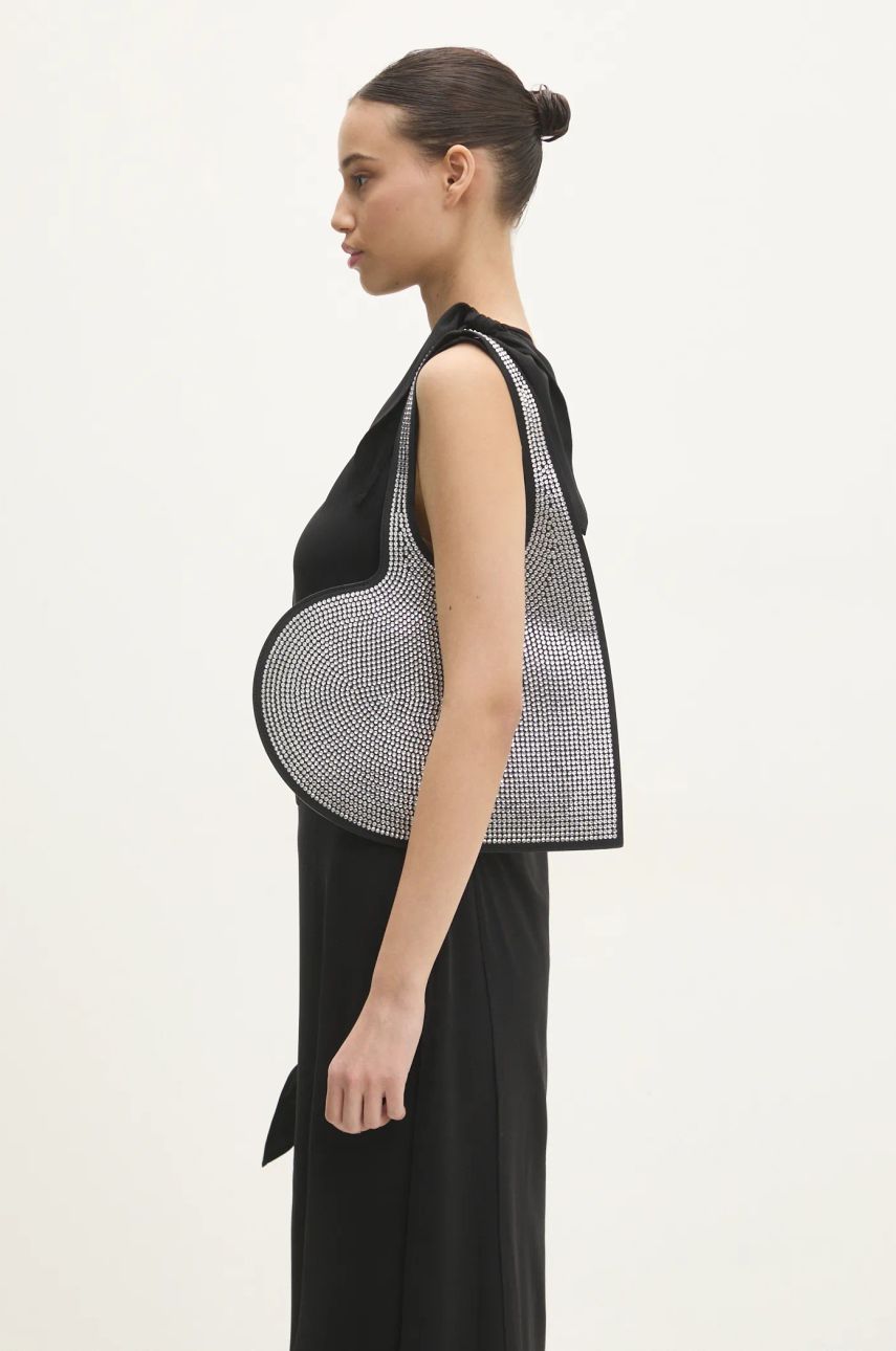 Чанта през рамо Coperni Coperni Crystal-Embellished Mini Heart Tote Bag Металик | COPBA14BIS455, 0