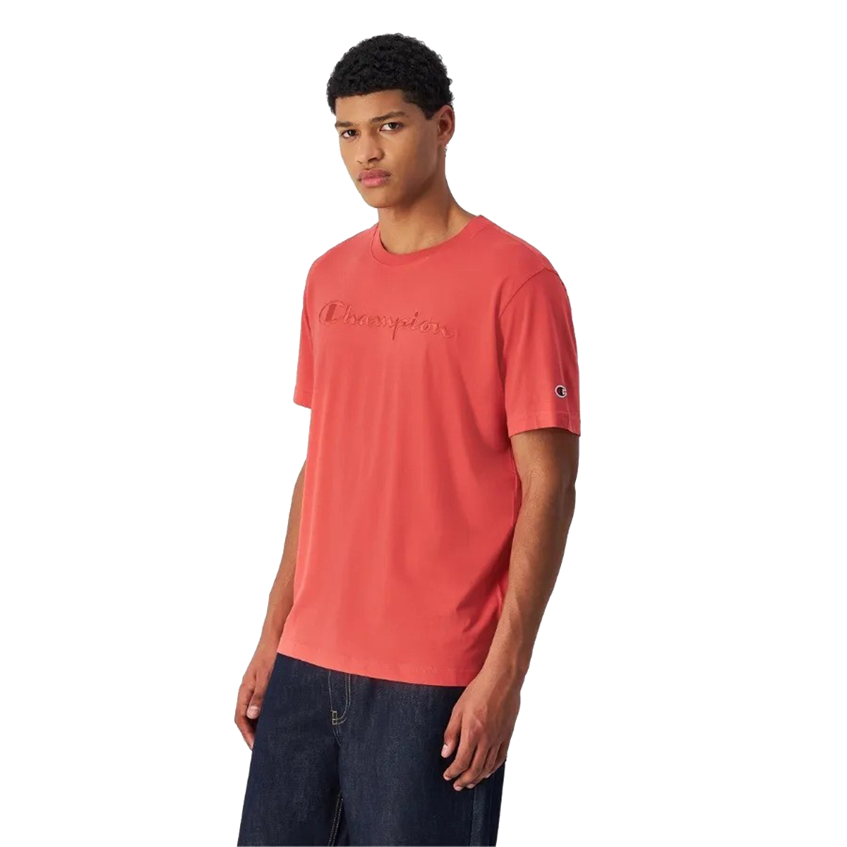 Тениска Champion Short Sleeve T-shirt with Embossed Lettering Червено | 220273-RS068, 0