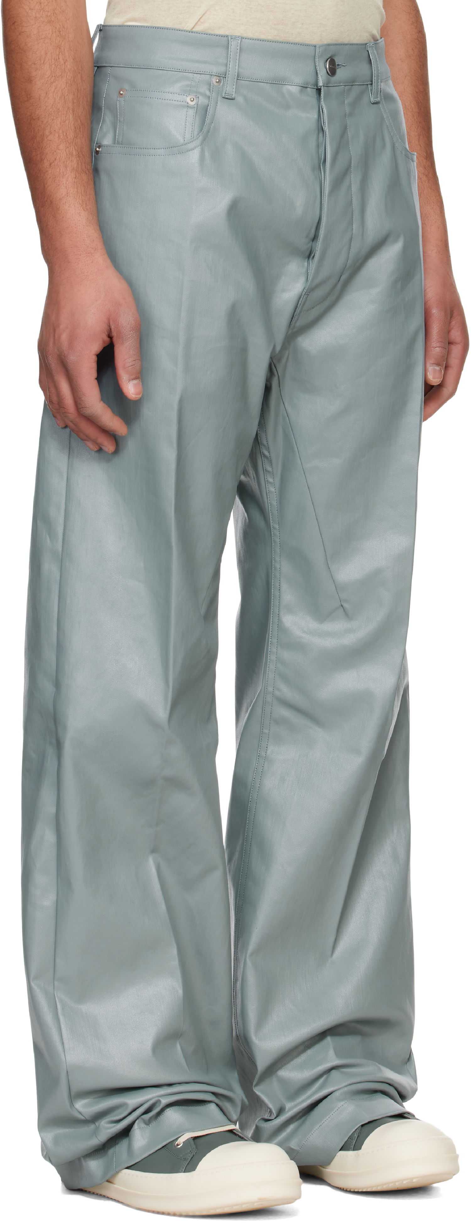 Панталони Rick Owens Rick Owens Hollywood Geth Leather Trousers Зелено | RU01E5333 SCT, 1