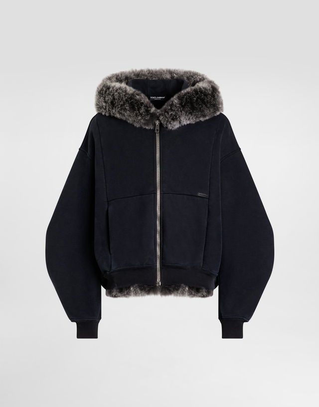 Dolce & Gabbana Hooded Sweatshirt with Fur