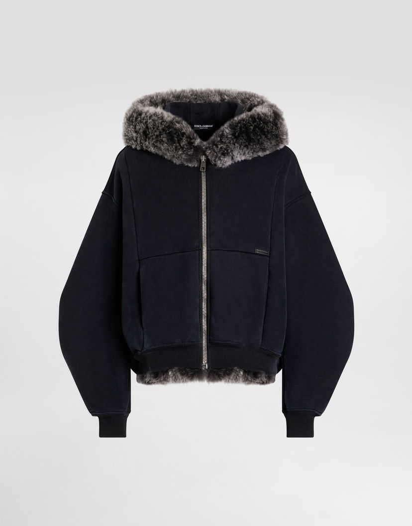 Суитчър Dolce & Gabbana Dolce & Gabbana Hooded Sweatshirt with Fur Тъмно синьо | G9BVOZG7PLDN0000