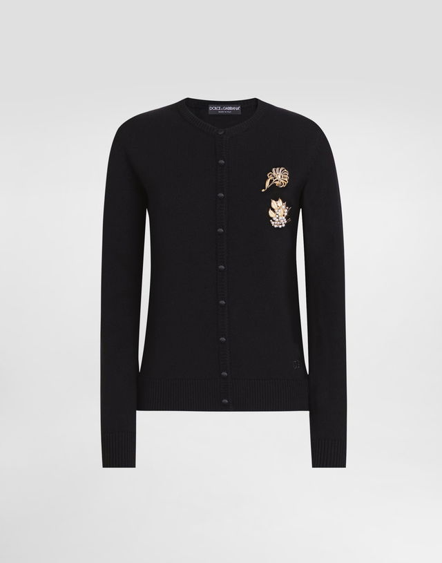 Dolce & Gabbana Wool Cardigan with Brooch