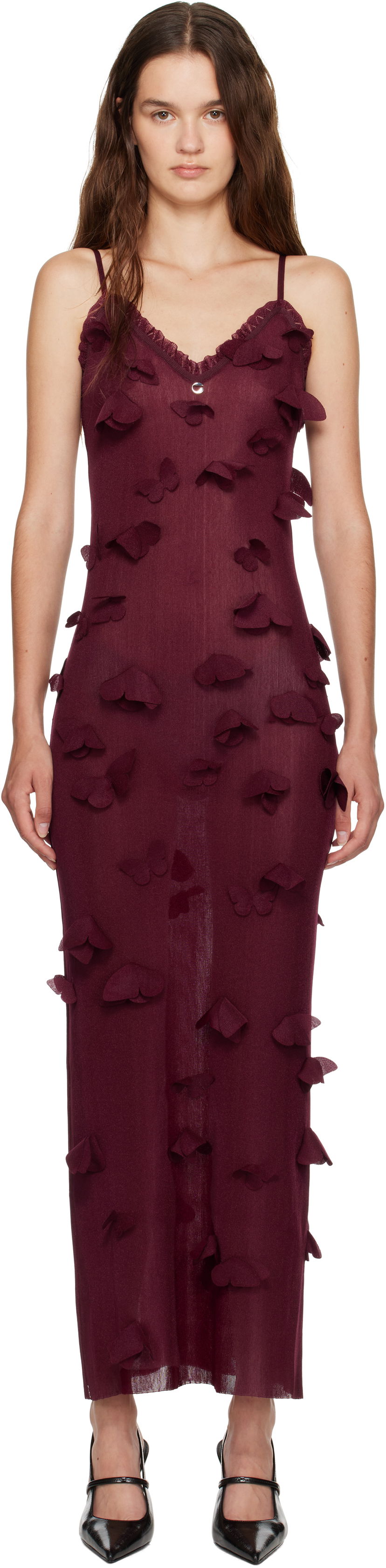 Pокля Coperni Coperni Butterflies Techno Midi Dress Бургунди | COPML166Y3015