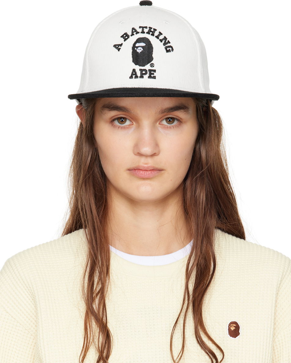 Шапка с козирка BAPE Corduroy College Cap Бяло | 001CPJ801008M, 0