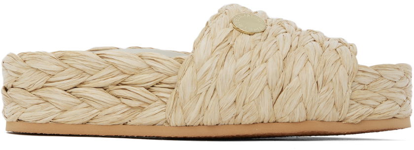 Pокля Stella McCartney Stella McCartney Skyla Raffia Platform Slides Бежово | 810206E00109, 0