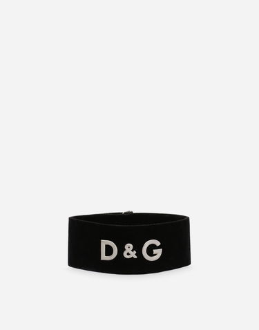 Колани Dolce & Gabbana Dolce & Gabbana Velvet Choker with Metal Logo Черно | WNP4J1W1111N0000, 0