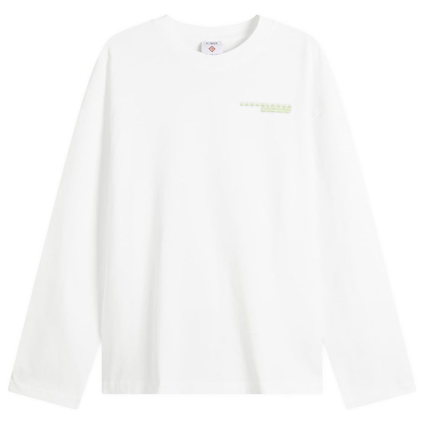 Тениска Casablanca Glitch Orchid Long Sleeve T-Shirt Бяло | M-SP26-JTS-062-02