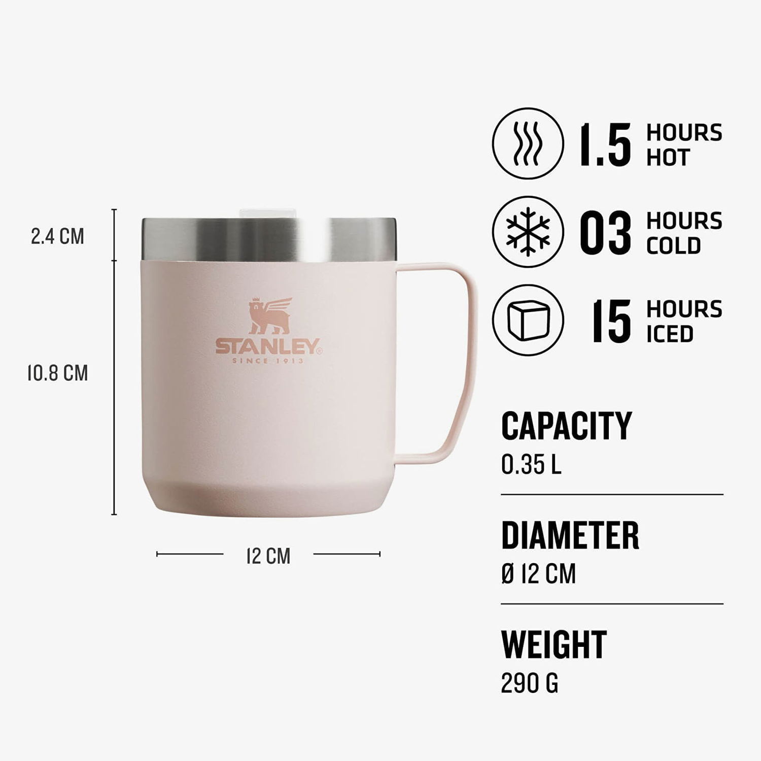 Бутилки за пиене Stanley Stay-Hot Camp Mug 350ml Розово | 10-09366-271, 1