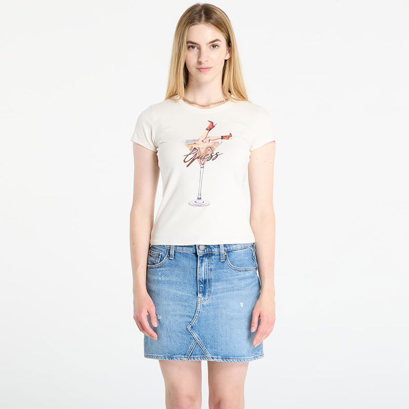 Тениска GUESS T-shirt Ss Tini Boots Espresso R5 Tee Beige Бежово | W5YI41KA0Q1-G012
