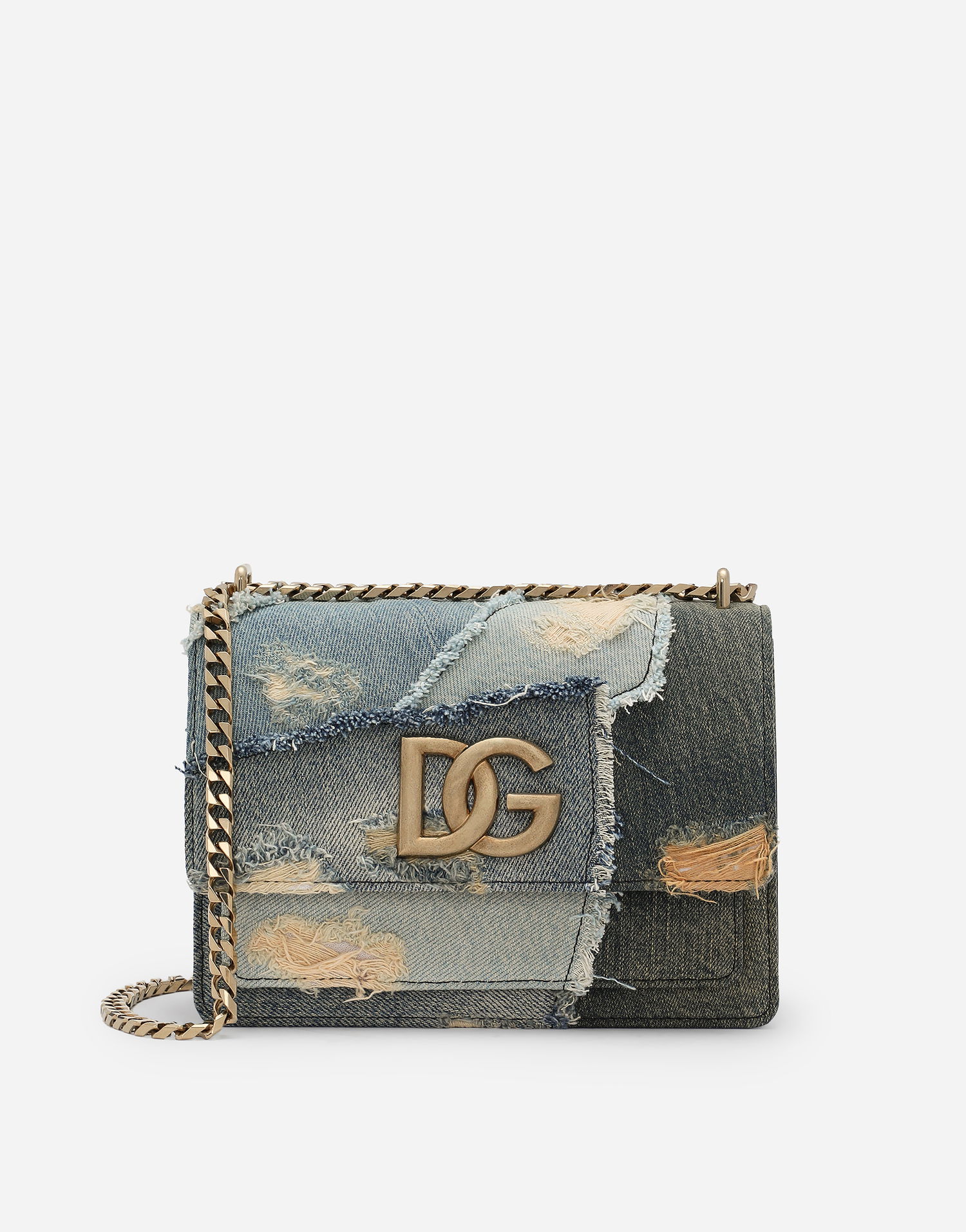 Чанта през рамо Dolce & Gabbana Patchwork Denim Crossbody Bag Синьо | BB7599A9U7580650, 0