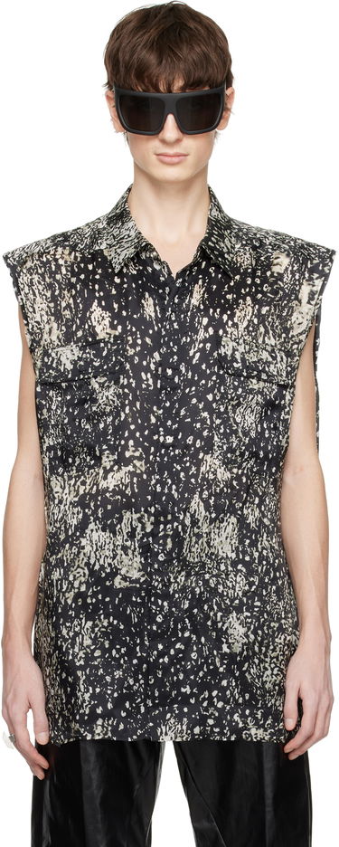 Риза Rick Owens Rick Owens Hollywood Jumbo Sleeveless Overshirt Черно | RU01E5239 JP1, 0