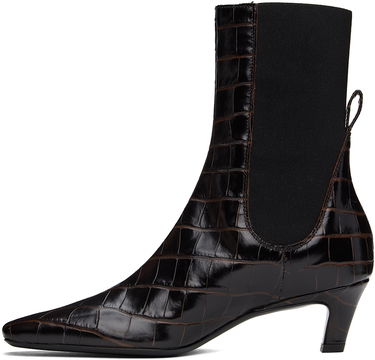 Облекло TOTEME TOTEME 'The Mid Heel' Croc-Embossed Leather Ankle Boots Кафяво | 231-907-847, 2