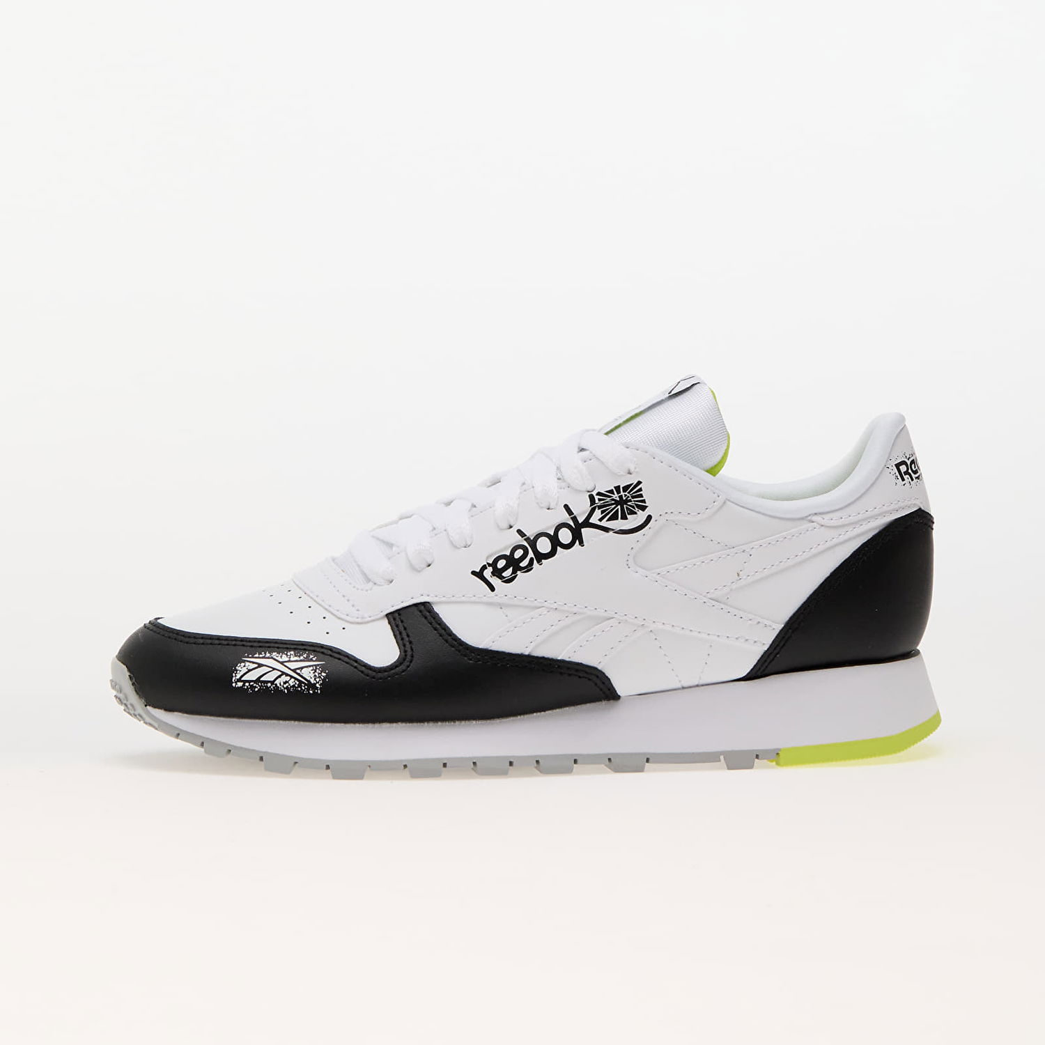 Кецове и обувки Reebok Classic Leather Core Black/ Ftw White/ Acid Yellow Бяло | 100075004, 0