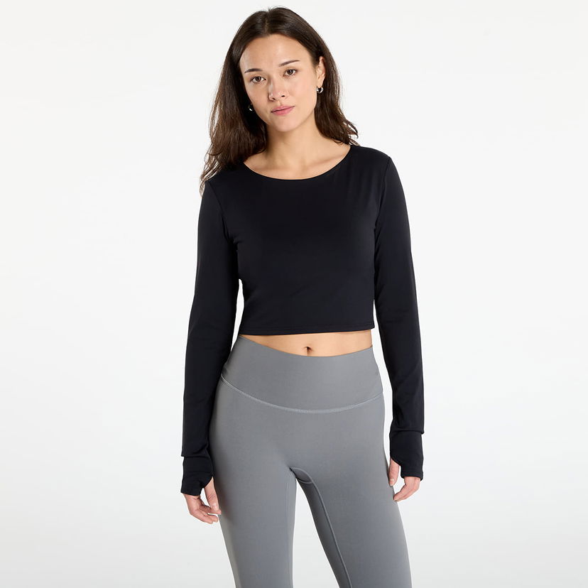 Съкратен топ Urban Classics Sports Cropped Longsleeve Top with Thumbholes Черно | TB7807-00007