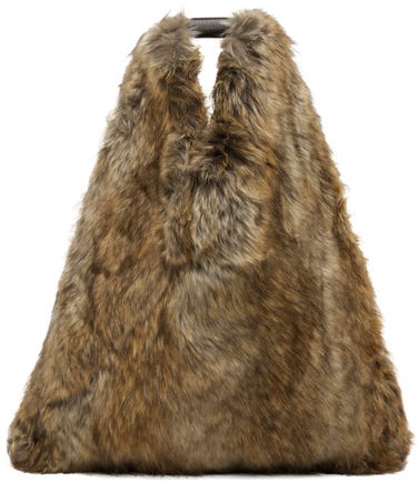 Голяма пазарска чанта Maison Margiela MM6 Maison Margiela Satin and Faux-Fur Tote Кафяво | S54WD0039 P8486, 0