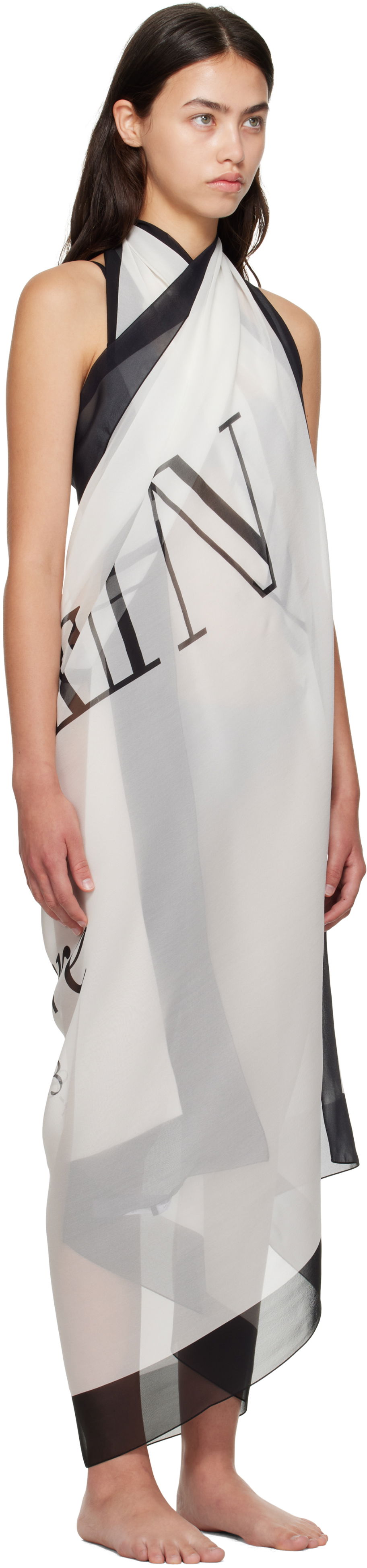 Шал Balmain Balmain Two-Tone Printed Beach Cover-up Бяло | BKA202410, 1