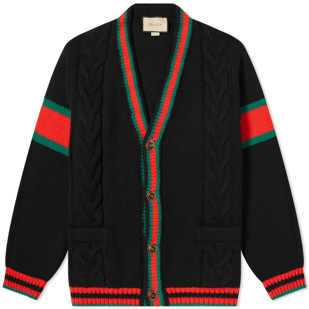 Пуловер Gucci GRG Placket Arm Cardigan Черно | 497037-X1561-1082, 0