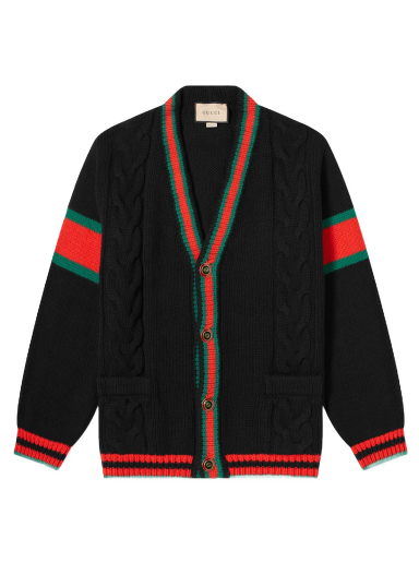 Пуловер Gucci GRG Placket Arm Cardigan Черно | 497037-X1561-1082