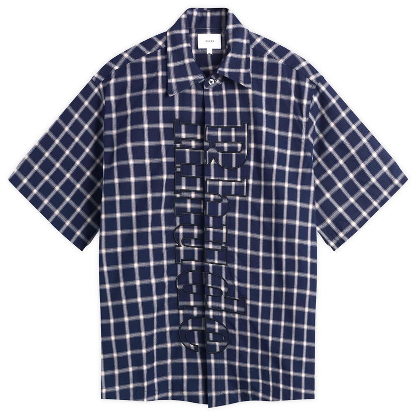 Риза Rhude Rhude Center Logo Button Up Shirt, Size Large Тъмно синьо | RHPF25SR05012-3076
