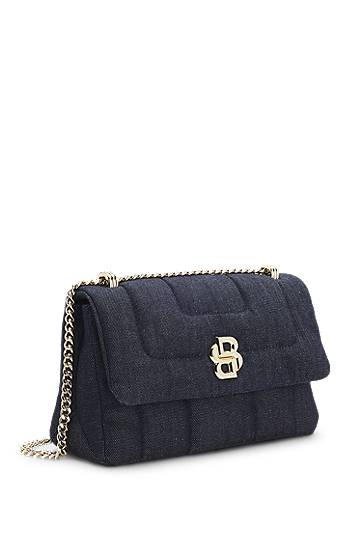 Чанта през рамо BOSS Balenciaga Quilted Denim Shoulder Bag with Double B Monogram Синьо | 50542064, 1