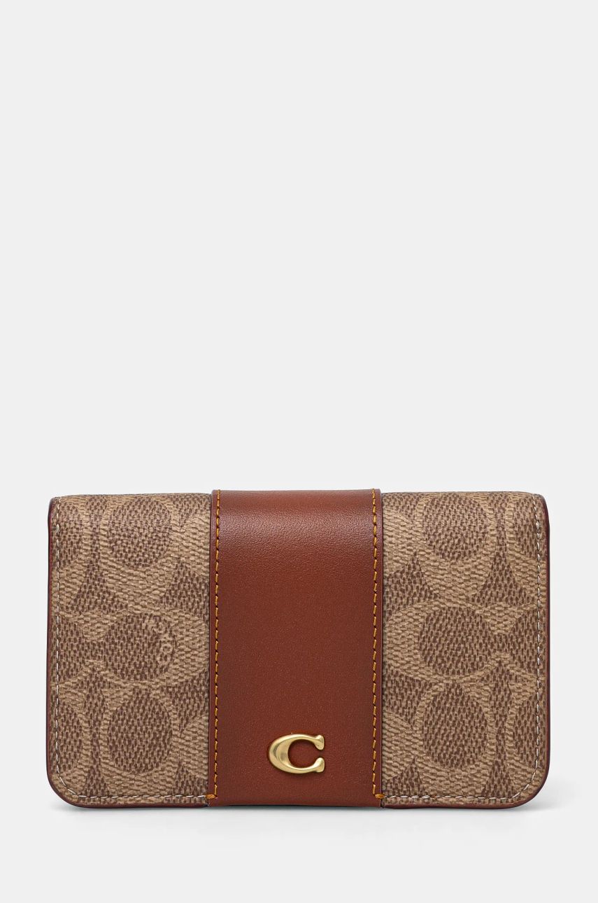 Портфейл Coach Coach Leather Card Case Кафяво | CR542, 0