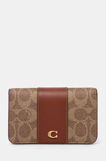 Портфейл Coach Coach Leather Card Case Кафяво | CR542, 0
