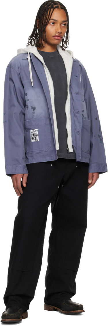 Яке AAPE by A Bathing Ape AAPE by A Bathing Ape Distressed Hooded Button Down Jacket Синьо | AAPLJM7752XXPNYS, 3