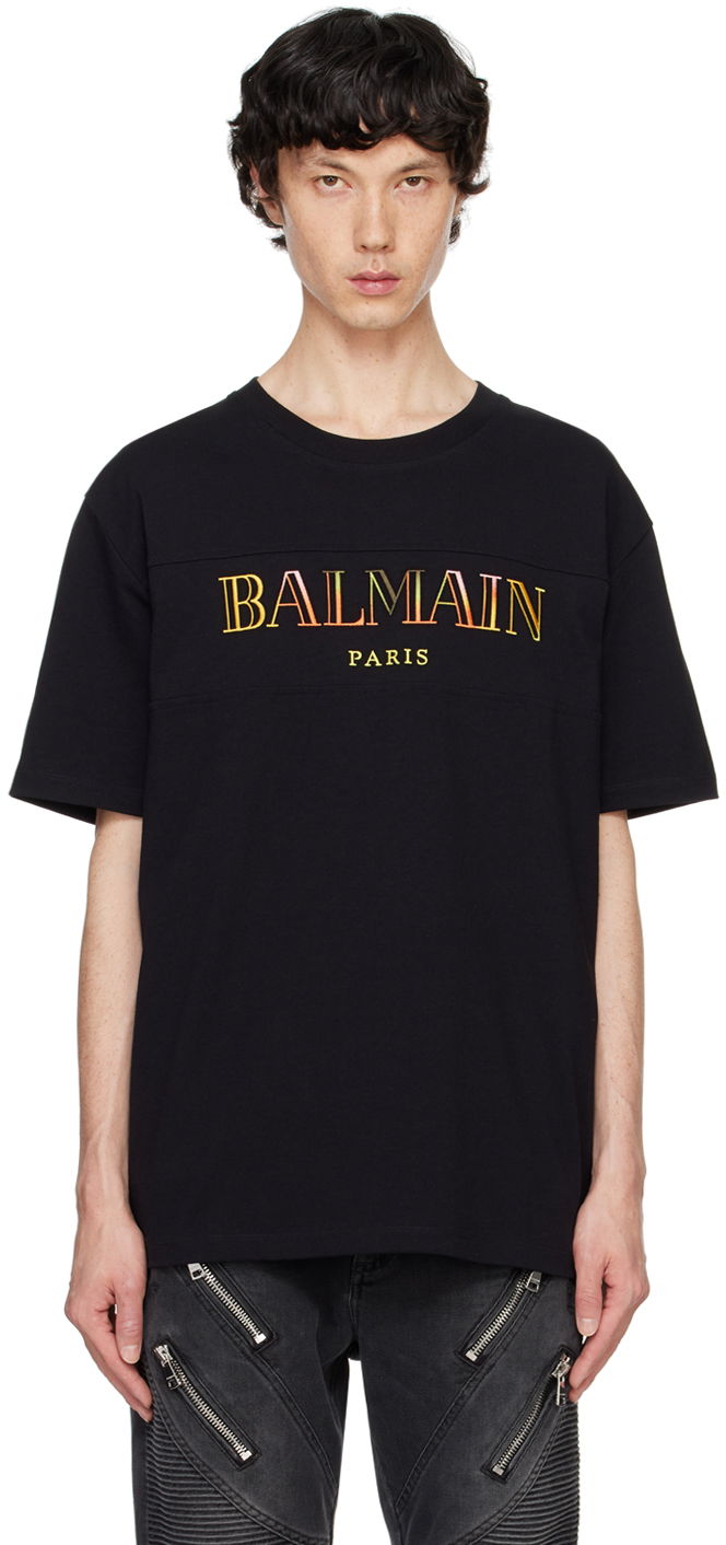 Тениска Balmain Embroidered T-shirt Черно | DH0EG006BC81