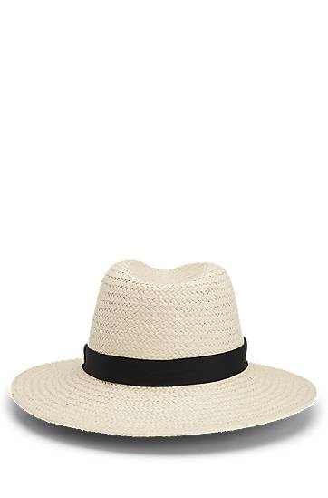 Шапка BOSS Panama Raffia Hat with Monogram Бежово | 50539512, 1