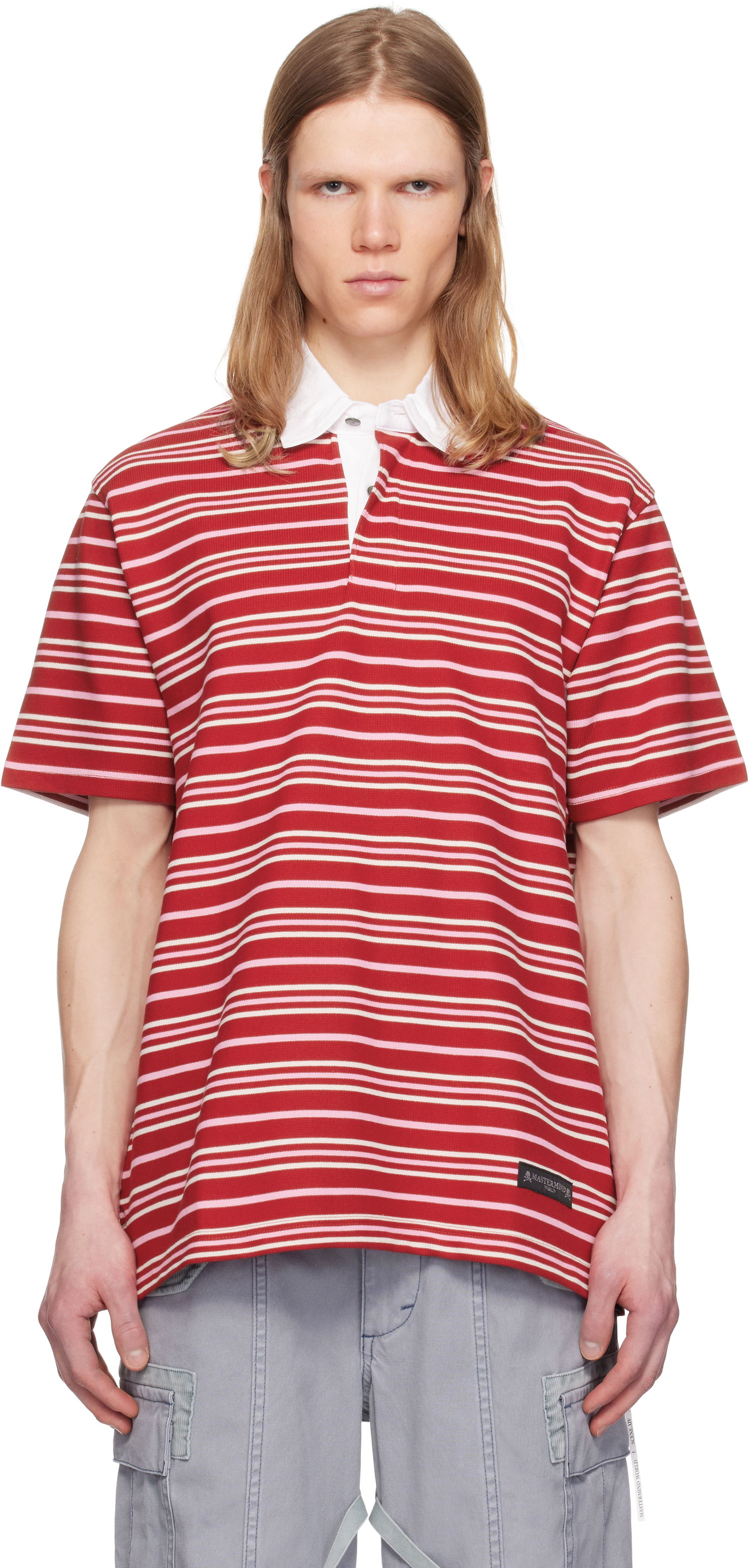 Поло тениска Mastermind WORLD MASTERMIND WORLD Short Sleeve Striped Rugby Polo Червено | MW25S14-TS014-019, 0