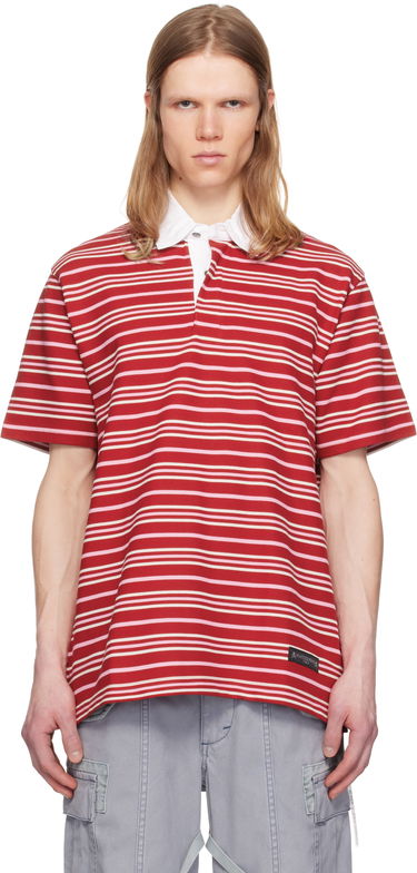 Поло тениска Mastermind WORLD MASTERMIND WORLD Short Sleeve Striped Rugby Polo Червено | MW25S14-TS014-019, 0