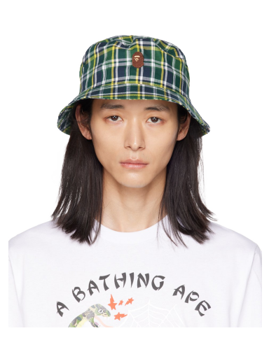 Шапка BAPE Check Bucket Hat Зелено | 001HTJ301001M