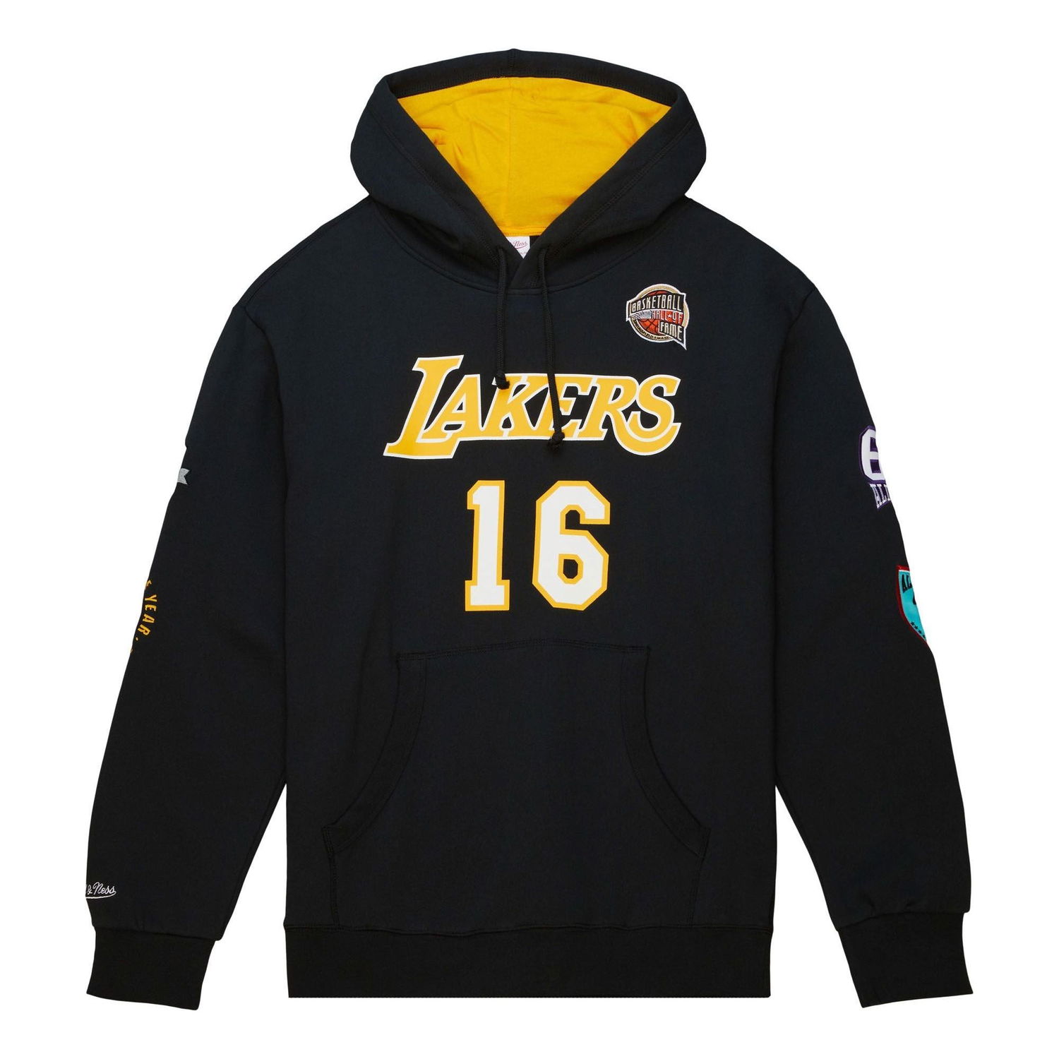 Суитчър Mitchell & Ness NBA Los Angeles Lakers HOF Fleece Hoodie Черно | FPHD6861-LALYYPGABLCK, 0