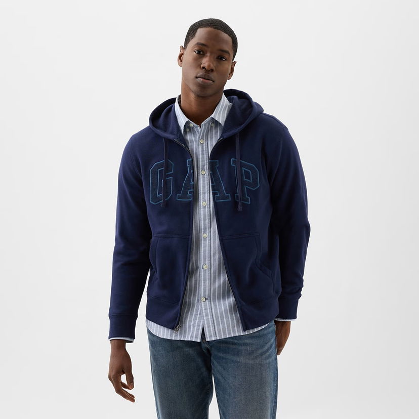 Суитчър GAP Logo Fullzip Hoodie Tapestry Navy Тъмно синьо | 499917-03