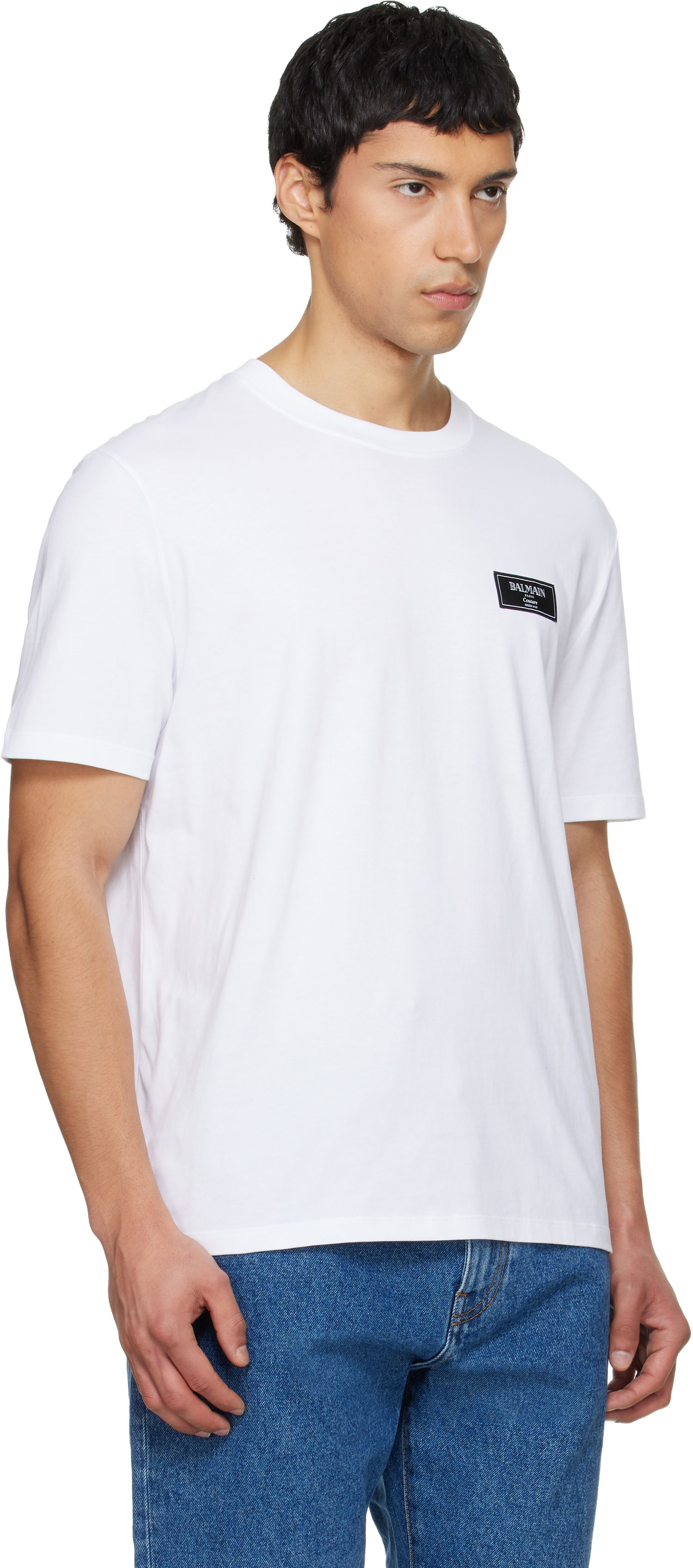 Тениска Balmain Couture Label T-shirt Бяло | FH1EG000BC91, 1