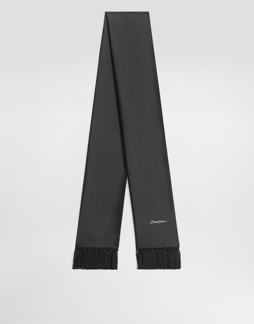 Шал Dolce & Gabbana Dolce & Gabbana Jacquard Satin Scarf with Tassels Черно | GQ386EG0UB6N0000