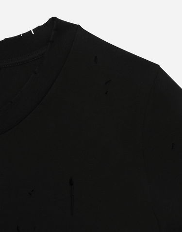 Тениска Dolce & Gabbana Jersey T-shirt With Rips And Tag Черно | F8T00TG7H4UN0000, 3