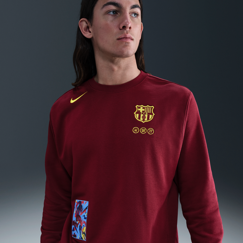 Суитчър Nike F.C. Barcelona Club Fourth Football Crew-Neck Cotton/Polyester Бургунди | FZ1259-677
