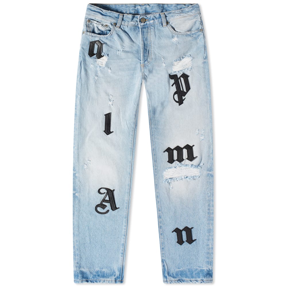 Дънки Palm Angels Light Wash Logo Jeans Синьо | PMYA033S23DEN0194010, 0
