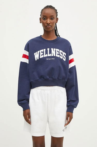 Суитчър Sporty & Rich Wellness Ivy Print Crop Sweatshirt Синьо | WS058S406WN, 0