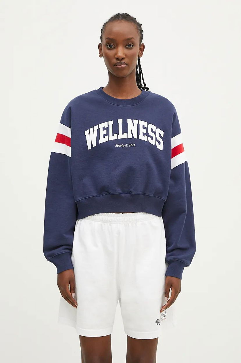 Суитчър Sporty & Rich Wellness Ivy Print Crop Sweatshirt Синьо | WS058S406WN