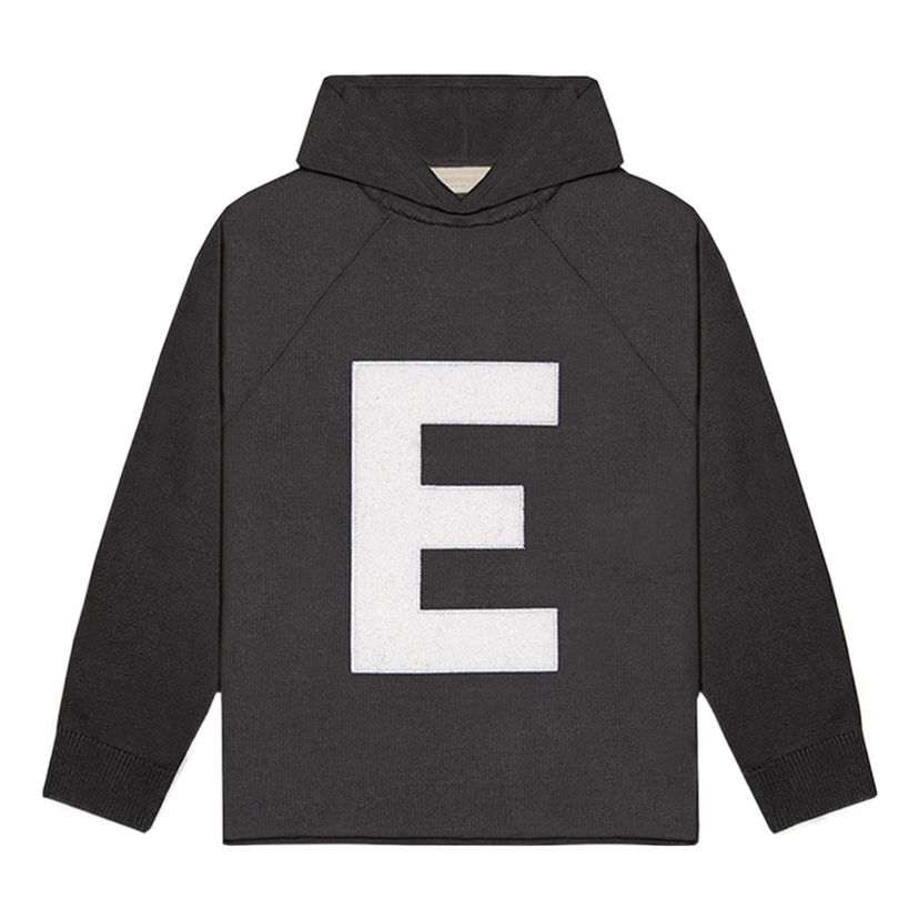 Суитчър Fear of God Essentials SS22 Big E Knit Hoodie Черно | FOG-SS22-169