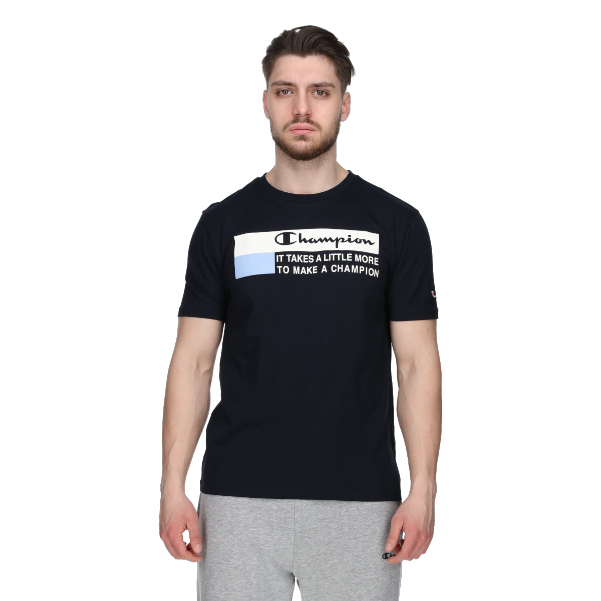 Тениска Champion Crewneck T-Shirt with 'Champion' Slogan Print Тъмно синьо | 221501-BS501, 0