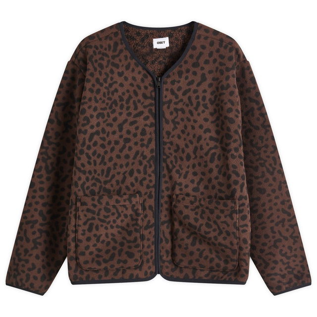 Brown Leopard Print Fleece Liner Jacket