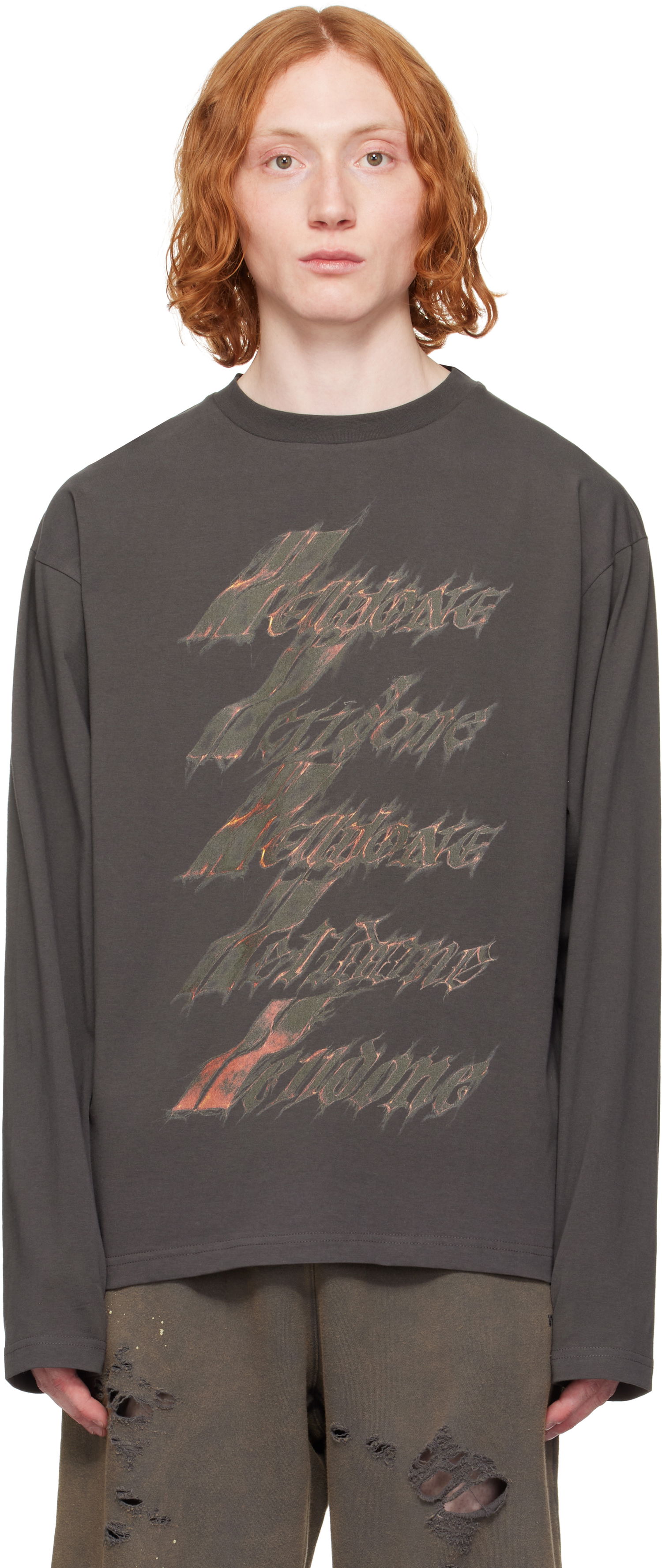 Тениска We11done We11done Spark Logo Long Sleeve T-Shirt Сиво | WD-TT0-25-752-U-CH, 0