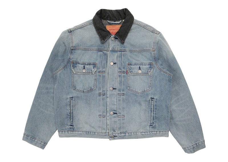 Яке Stüssy Stussy x Levi's Embossed Praglad Trucker Jacket Синьо | A52150000_INDO, 0