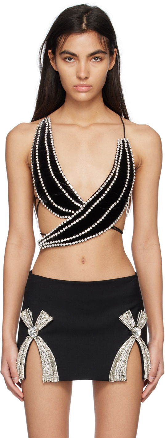 Съкратен топ Area Crystal Trim Banana Tank Top Черно | 2302T64210, 0