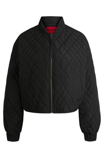 Яке бомбър BOSS HUGO Quilted Cropped Bomber Jacket Черно | 50541441, 0