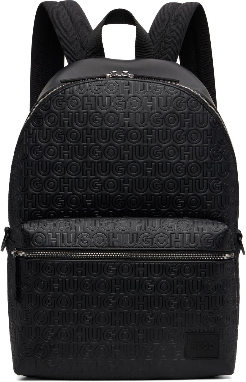 Раница BOSS Hugo Embossed-Logo Faux-Leather Backpack Черно | 50552901