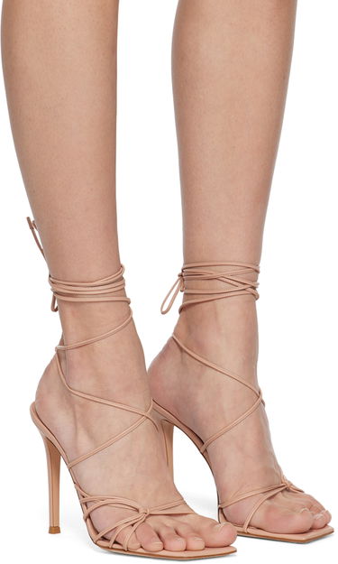 Кецове и обувки Gianvito Rossi Gianvito Rossi Sylvie Lace-Up Heeled Sandals Бежово | G32016.15RIC.NAP, 3